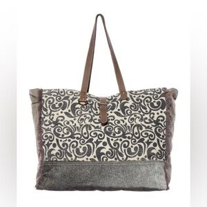 NWT classic Patterns Cowhide & canvas Weekender bag